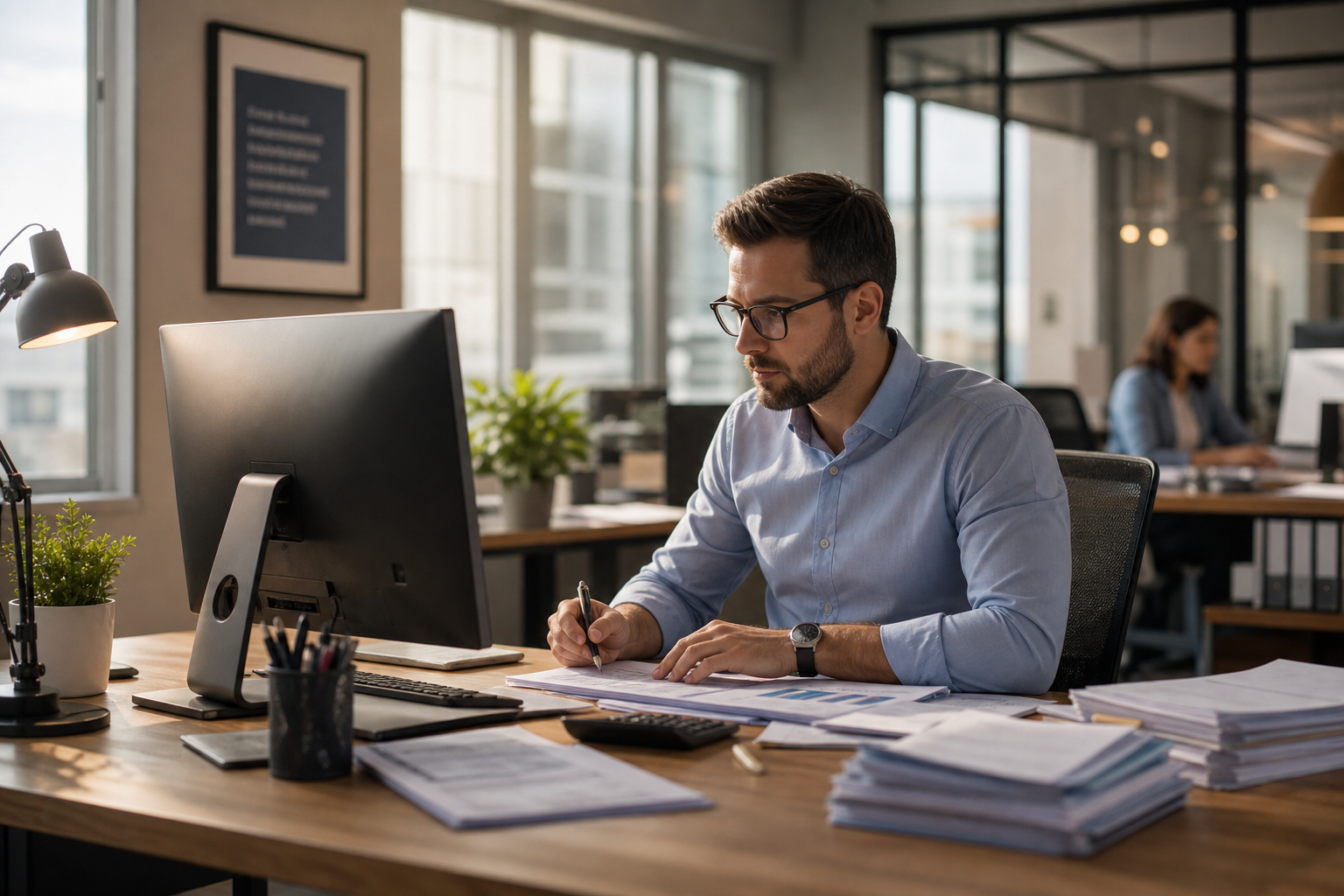 Payroll Processing Office Scene