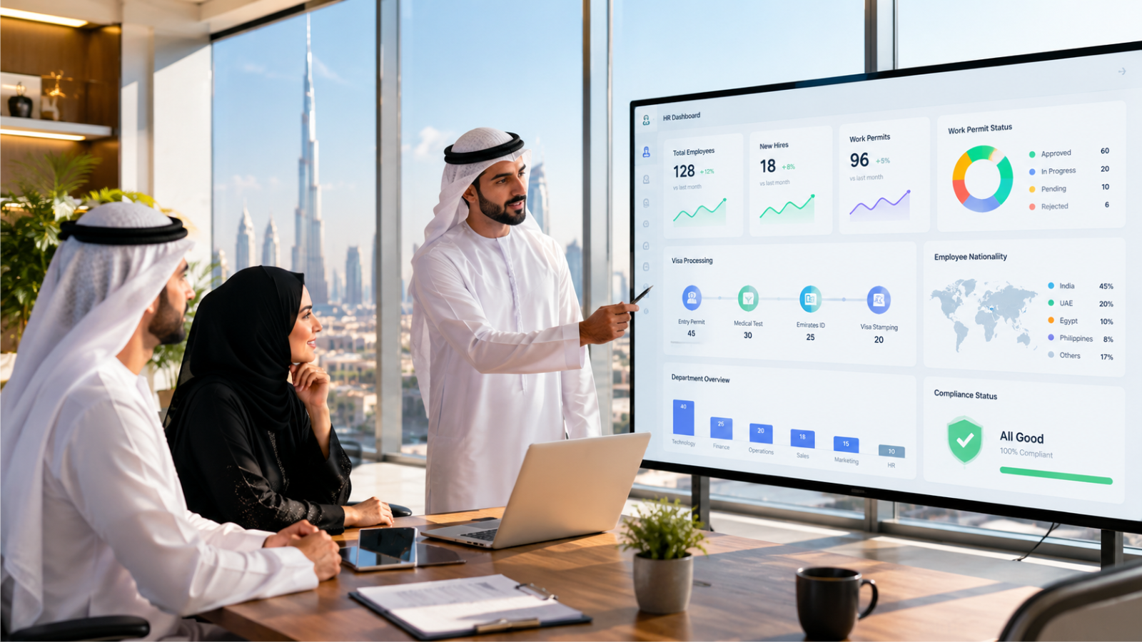 Employees discussing hiring in UAE